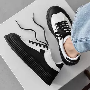 2025 new board shoes thick baseplate shoes INS leisure sports students Mori Harajuku ulzzang white shoes men 43 белый