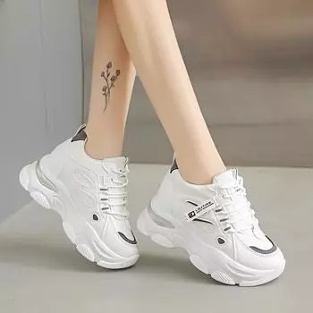 2025 Новые дышащие толстые женские кроссовки модные толстые подошвы на платформе женские спортивные туфли Zapatillas De Deporte Tenis Platform Shoes 35 хаки