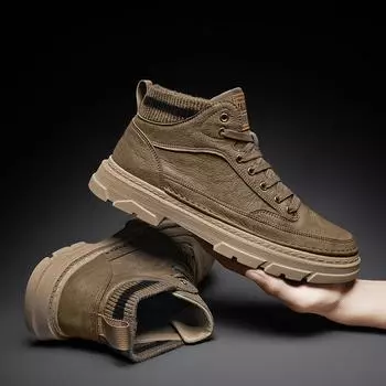 2025 new British style tooling flat-bottomed Martin boots autumn youth middle help sports and leisure versatile trendy boots men s boots 39