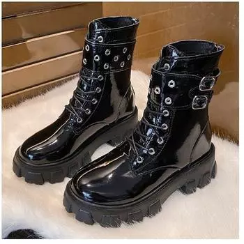 2025 новые британские сапоги-трубы женские потрясающие звездно-белые сапоги Martin на платформе женские приливные вставки крутые 35