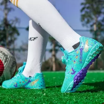 2025 new broken nail low-top football shoes rotating buckle children s men s and women s game student training shoes 28