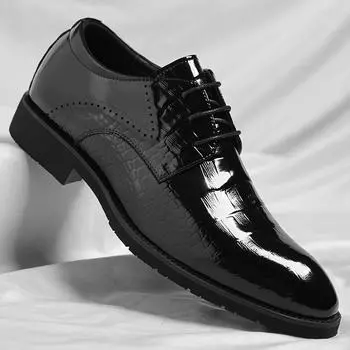 2025 New Business Bright Patent Leather Shoes for Men Fashion Casual Spring Autumn Black Dress Shoes Man Designer Wedding Shoe 37