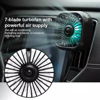 2025 New Car Air Outlet Fan USB Cooling Fan with Color Changing Light 3 Speed Fan Car Rear Seat Heat Dissipation Car Accessories чёрный
