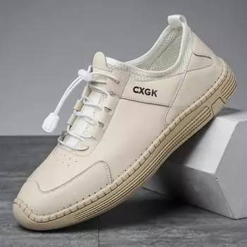 2025 new casual men s shoes breathable trend Doudou shoes leather soft-soled Doudou shoes lazy loafers 38