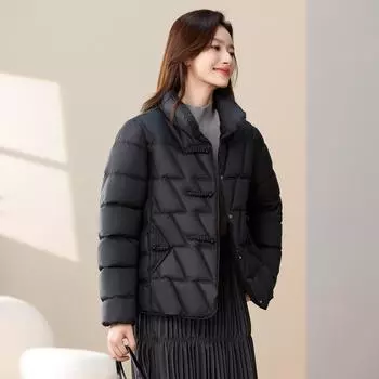 2025 new Chinese cotton jacket women s short stand-up collar fashion cotton jacket autumn and winter foreign style national style padded jacket trend M