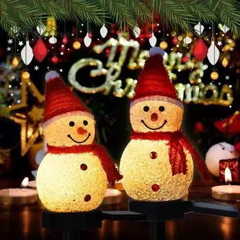 2025 New Christmas Snowman Decoration Light LED Solar Led Lights Outdoor Waterproof Post Lamp Garden Lawn Landscape Nightlight 1pcs красный