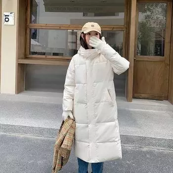2025 New Coat Women s Long Knee Thick Coat Winter Coat Hooded Down Cotton M