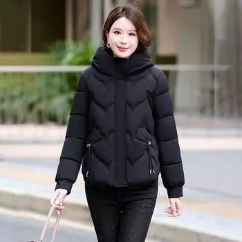 2025 new cotton jacket women s winter short small Korean version thickened cotton jacket loose padded jacket XL