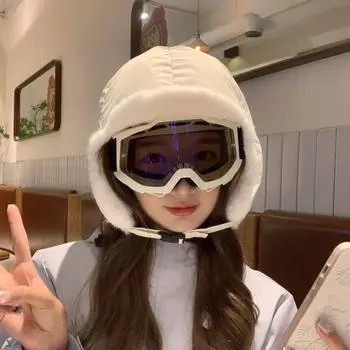 2025 New Down Cotton Lei Feng Hat Men s Warm Ear Protector Hat Women s Autumn and Winter Car Wind-proof Cold Warm Plush Hat M56-58cm чёрный