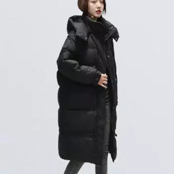 2025 New Down Jacket Women s Medium and Long Loose Thickened White Duck Down Winter Coat S