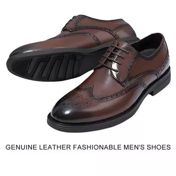 2025 new dress business shoes engraved Brock wedding brown inner height increase leather large size leather shoes men 38