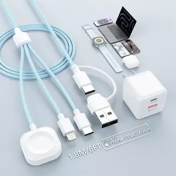 [2025 New Edition] 3in2 кабель для зарядки iPhone Apple Watch Одновременная зарядка 3A быстрая зарядка Сверхпрочный кабель USB Type C iPhone Apple Watch