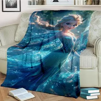 2025 New Elsa Anna Cartoon Girl Frozen Snow Queen Disney Soft Flannel Blanket,Throw Blanket for Beds Sofa Home Bedroom Kids 50x60in