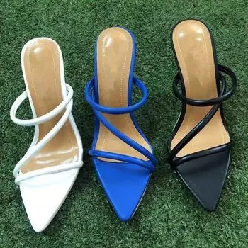 2025 new European station women s shoes thin heels high heels sandals women High heels 35 белый