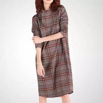 2025 New Fall Women s Clothing Fashion Retro Elegant Gingham Dress Mid Length Long Length Loose Slim Looking Straight Skirt Plaid S