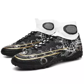 2025 new fashion football shoes men s breathable mandarin duck interstellar color high-top broken nails football shoes large size training 34