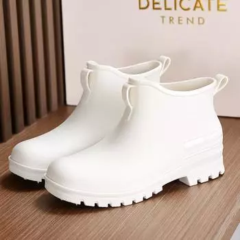 2025 new fashion rain shoes men s couple waterproof shoes women s lightweight rubber shoes overshoes low-top rain boots 35 чёрный