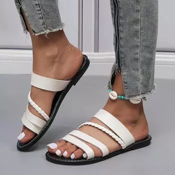 2025 new fashion thick bottom large size women s light outer wear beach slippers slippe 36 белый