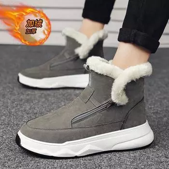 2025 New Fashion Trend Versatile Men s Teen Winter Snow Boots Thickened Warm Cotton Boots High Top Boots 39 хаки