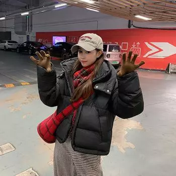 2025 new fashionable loose and thickened hooded bread jacket with a short jacket M