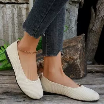 2025 new flat bottom solid color canvas shoes round head fashion casual flying woven single shoes 36 бежевый