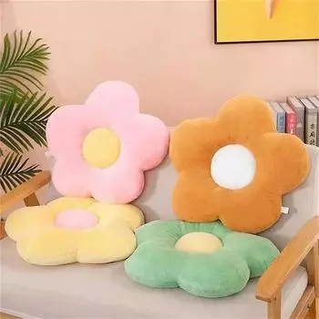 2025 New Flower Plush Shape Pillow Cushion Office Sunflower Cushions Solid Color Home Supplies for Girls Baby Home Decor Gift