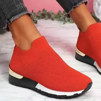 2025 new fly-woven socks shoes elastic cloth large size women s shoes women s shoes trend 35 белый