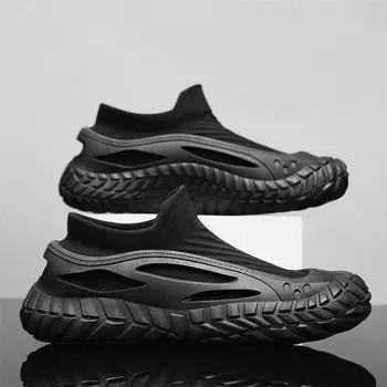 2025 new fly-woven socks shoes men s one-pedal lazy shoes men s spring and summer men s shoes casual sports shoes 39