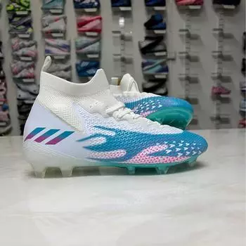 2025 new football seamless fly-woven football shoes men s and women s high-top long nails broken nails artificial grass sports shoes 35