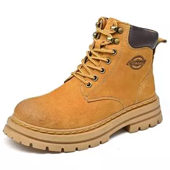 2025 new foreign trade explosion leather couple high-top outdoor thick-soled men s and women s tooling Martin boots 35