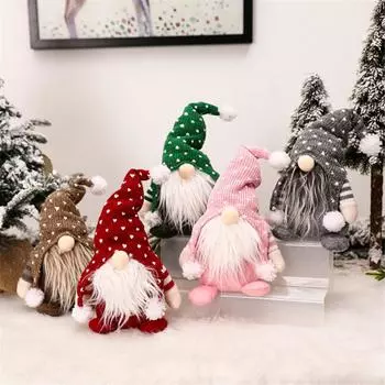 2025 New Forester White Beard Faceless Doll Northern European Forester Knit Hat Sitting Doll Display Christmas Pendant