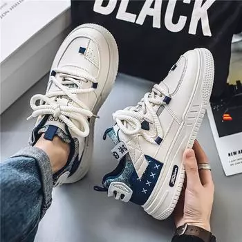 2025 new four seasons breathable low-top leather white shoes men s shoes trendy fashion casual thick baseplate shoes teenagers 39