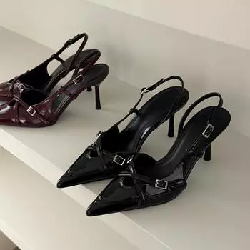 2025 new French bag head sandals women s sexy pointed head stiletto high heels temperament with skirt niche single shoe batch 35