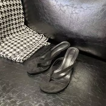 2025 new French retro high-end high-heeled women s shoes toe fashion sandals women s summer thick heels wear cool slippers 35