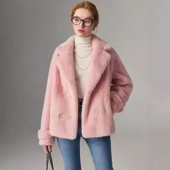 2025 New Fur Integrated New Faux Fur Coat Faux Mink Fur Coat Mid Long Winter Trend One size fits all