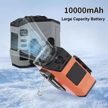 2025 new hanging waist fan USB charging turbine large wind outdoor portable fan site hanging neck fan high endurance оранжевый