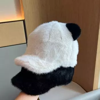 2025 new high-end plush thickened warm face small baseball hat bear cute cap female autumn and winter M56-58cm белый