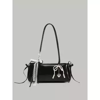 2025 New High-Grade Underarm Bag Women Korean Series Ballet Style Simple Shoulder Bag Commuter All-Match Portable Handbag Black