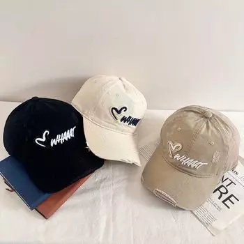 2025 new high-quality hat women s big head circumference baseball cap enlarged and deepened wide brim big face small cap M56-58cm чёрный