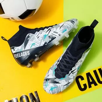 2025 new high-top football shoes long spikes high-quality professional training shoes foreign trade broken spikes football shoes 35