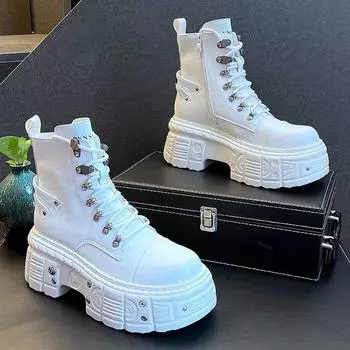 2025 New High-top Leather Men s Trendy White Thick-soled Inner Height-increasing Men s Short Boots 39