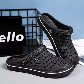 2025 new hole shoes non-slip men s outer wear breathable lightweight sandals bag head simple casual deodorant beach shoes 40