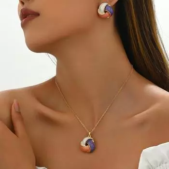 2025 new hot-selling geometric women s jewelry set niche woven winding design stud earrings versatile necklace