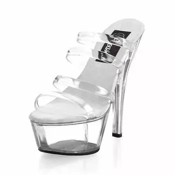 2025 new Internet celebrity transparent fish mouth sandals women s new summer leak toe stiletto high heels white cool slippers outside 34 белый