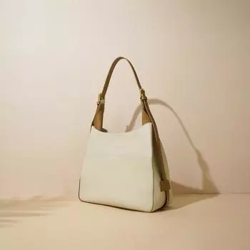 2025 New Large Capacity Cowhide Tote Bag Simple Contrasting Color Leather Shoulder Bag Crossbody Handbag Armpit Bag 27x10x23cm серый