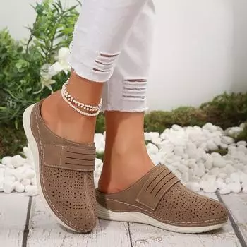 2025 new large size women s hole shoes bag head empty breathable muller shoes casual retro sandals 36 чёрный