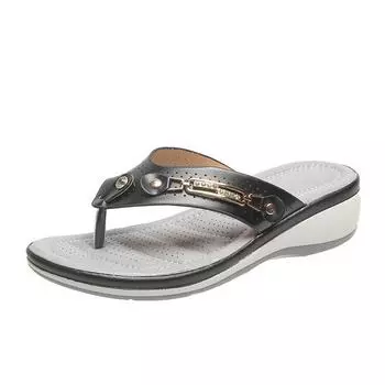 2025 new large size women s summer flip-flops thick-soled wedge heel fashion beach sandals 35 белый