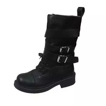 2025 new leather retro old locomotive boots versatile retro medium tube Martin boots women s short boots British style 35