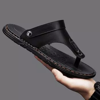 2025 new leather sandals men wear beach shoes men sandals outdoor flip-flops men s trend summer 39 белый