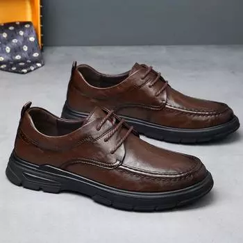 2025 new leather shoes men s shoes genuine leather high-end business dress British casual leather shoes men s soft-faced Wenzhou shoes 38